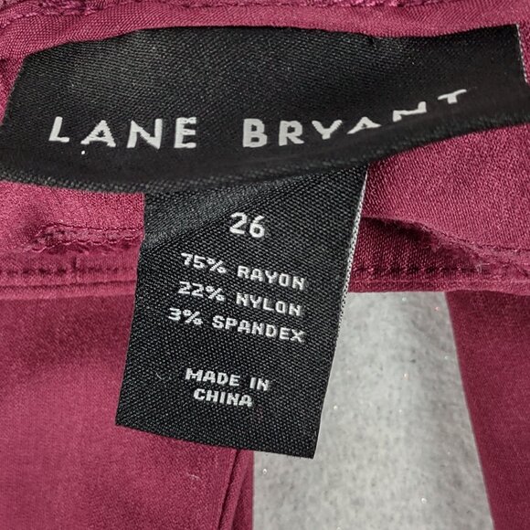Lane Bryant Plus Size 26 Burgundy Straight Leg Pants Stretch Career Trousers - Picture 10 of 11